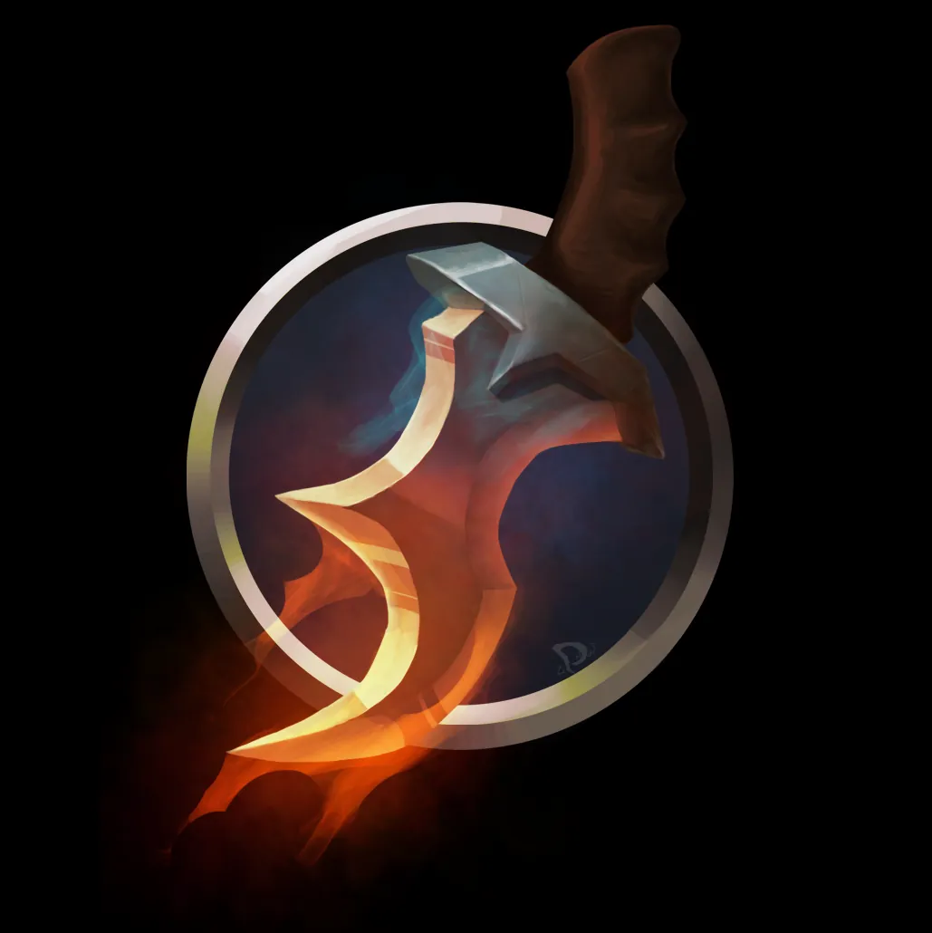 Dague enflammée — design d'icône UI fantasy par Deanos
